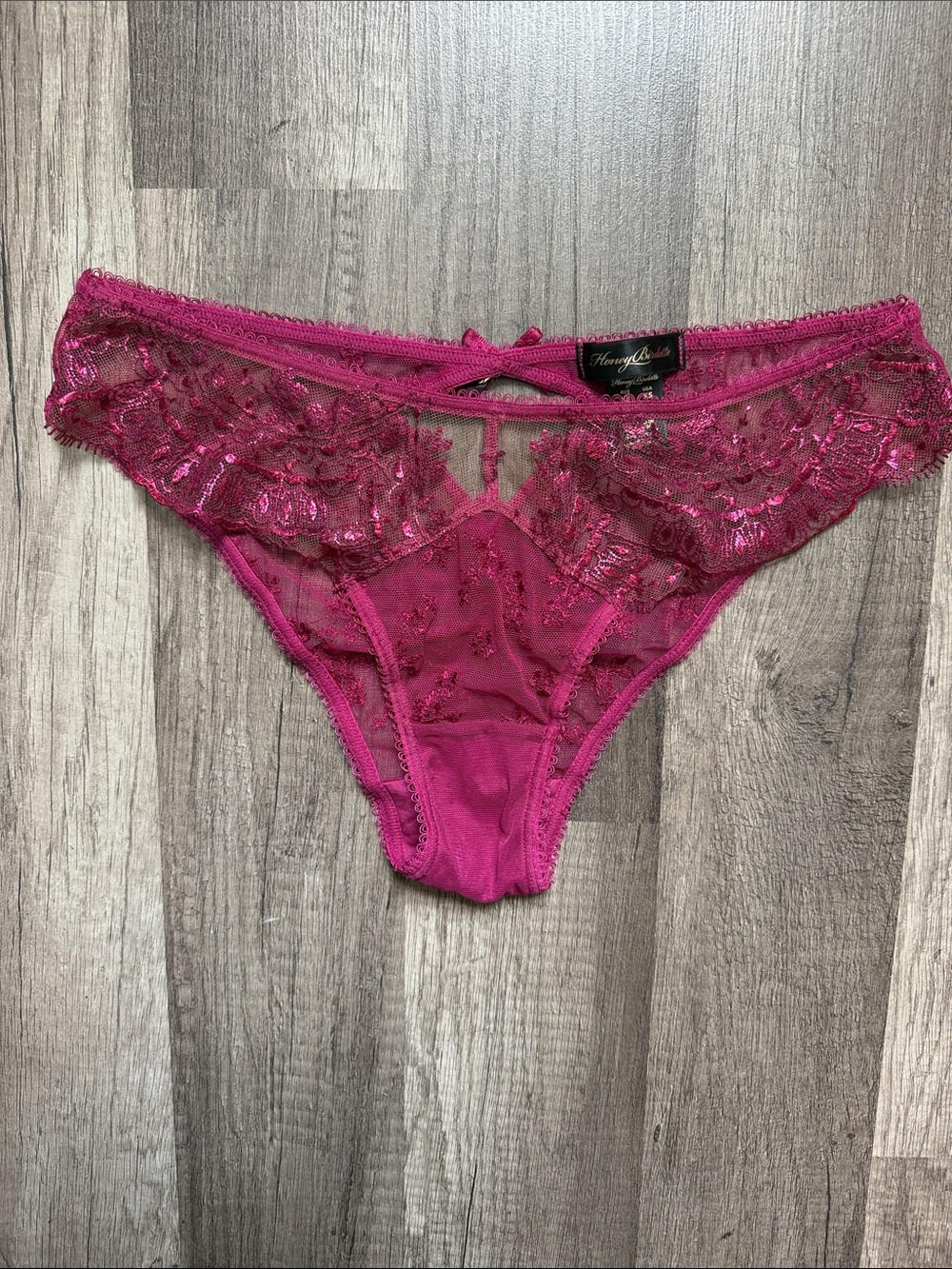 NWOT Honey Birdette Fuchsia Lace Bikini Panty